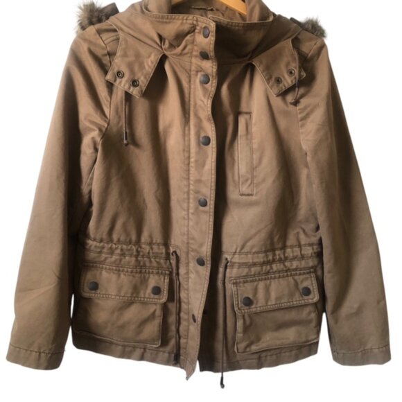 Loft 100% Cotton Military Coat Jacket Size M Brown Classic - Picture 2 of 9